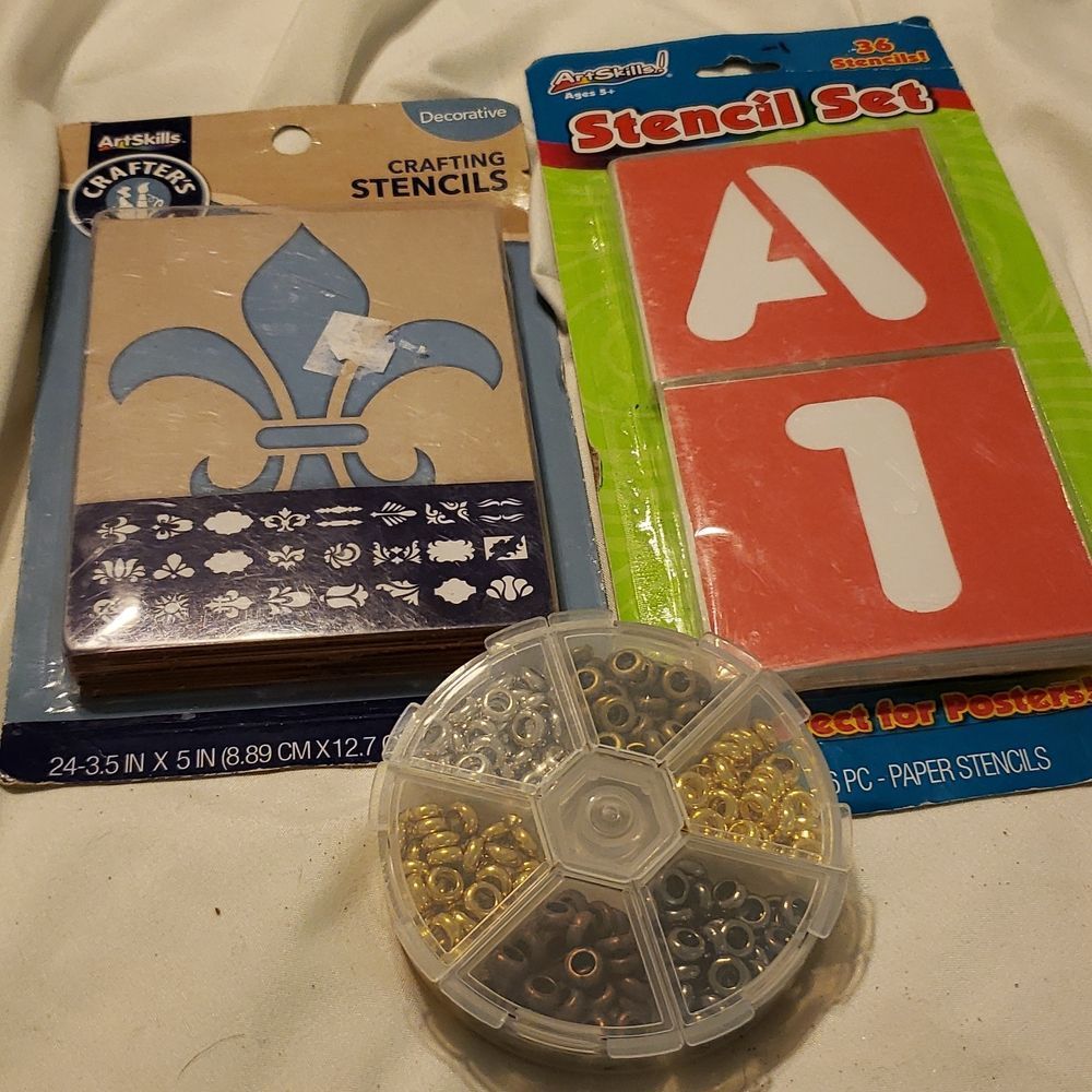 2 pack Stencils and  1 letters 1 bundle beads